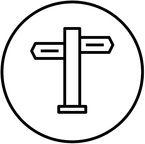 Trailside&rquo;s directional signpost logo